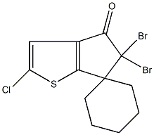 5,5-dibromo-2-chloro-5,6-dihydrospiro(4H-cyclopenta[b]thiophene-6,1'-cyclohexane)-4-one Struktur