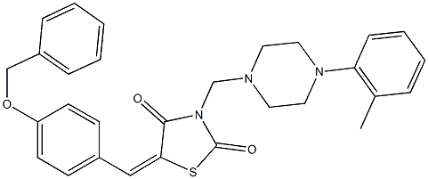 5-[4-(benzyloxy)benzylidene]-3-{[4-(2-methylphenyl)-1-piperazinyl]methyl}-1,3-thiazolidine-2,4-dione Struktur