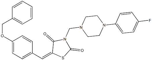 5-[4-(benzyloxy)benzylidene]-3-{[4-(4-fluorophenyl)-1-piperazinyl]methyl}-1,3-thiazolidine-2,4-dione Struktur