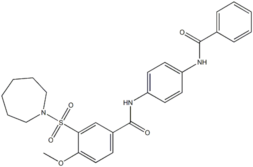 3-(1-azepanylsulfonyl)-N-[4-(benzoylamino)phenyl]-4-methoxybenzamide Struktur