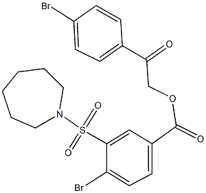 2-(4-bromophenyl)-2-oxoethyl 3-(1-azepanylsulfonyl)-4-bromobenzoate Struktur