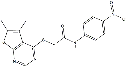 2-[(5,6-dimethylthieno[2,3-d]pyrimidin-4-yl)sulfanyl]-N-{4-nitrophenyl}acetamide Struktur