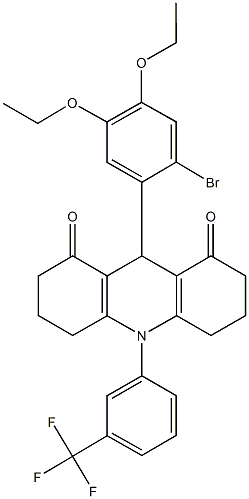 9-(2-bromo-4,5-diethoxyphenyl)-10-[3-(trifluoromethyl)phenyl]-3,4,6,7,9,10-hexahydro-1,8(2H,5H)-acridinedione Struktur