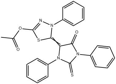 5-(5-oxo-1,3-diphenyl-2-thioxo-4-imidazolidinylidene)-4-phenyl-4,5-dihydro-1,3,4-thiadiazol-2-yl acetate Struktur