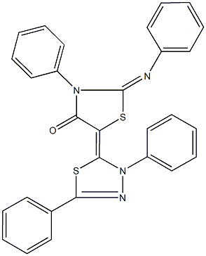 5-(3,5-diphenyl-1,3,4-thiadiazol-2(3H)-ylidene)-3-phenyl-2-(phenylimino)-1,3-thiazolidin-4-one Struktur