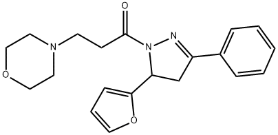 4-{3-[5-(2-furyl)-3-phenyl-4,5-dihydro-1H-pyrazol-1-yl]-3-oxopropyl}morpholine Struktur