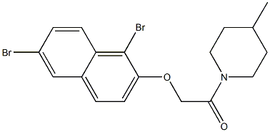 1,6-dibromo-2-naphthyl 2-(4-methyl-1-piperidinyl)-2-oxoethyl ether Struktur