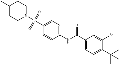 3-bromo-4-tert-butyl-N-{4-[(4-methyl-1-piperidinyl)sulfonyl]phenyl}benzamide Struktur