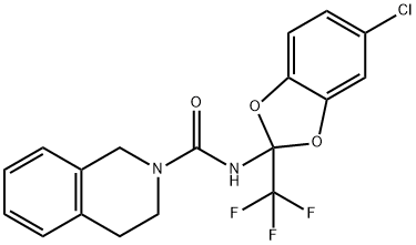 N-[5-chloro-2-(trifluoromethyl)-1,3-benzodioxol-2-yl]-3,4-dihydro-2(1H)-isoquinolinecarboxamide Struktur