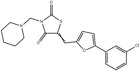 5-{[5-(3-chlorophenyl)-2-furyl]methylene}-3-(1-piperidinylmethyl)-1,3-thiazolidine-2,4-dione Struktur