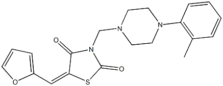 5-(2-furylmethylene)-3-{[4-(2-methylphenyl)-1-piperazinyl]methyl}-1,3-thiazolidine-2,4-dione Struktur