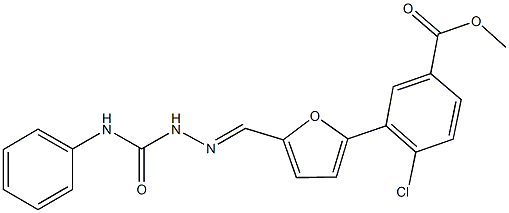 methyl 3-{5-[2-(anilinocarbonyl)carbohydrazonoyl]-2-furyl}-4-chlorobenzoate Struktur