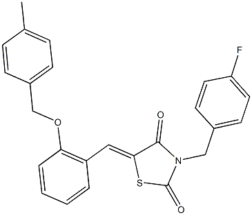 3-(4-fluorobenzyl)-5-{2-[(4-methylbenzyl)oxy]benzylidene}-1,3-thiazolidine-2,4-dione Struktur