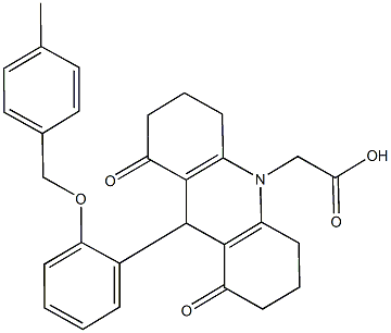 (9-{2-[(4-methylbenzyl)oxy]phenyl}-1,8-dioxo-2,3,4,5,6,7,8,9-octahydro-10(1H)-acridinyl)acetic acid Struktur