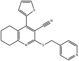 2-[(4-pyridinylmethyl)sulfanyl]-4-(2-thienyl)-5,6,7,8-tetrahydro-3-quinolinecarbonitrile Struktur