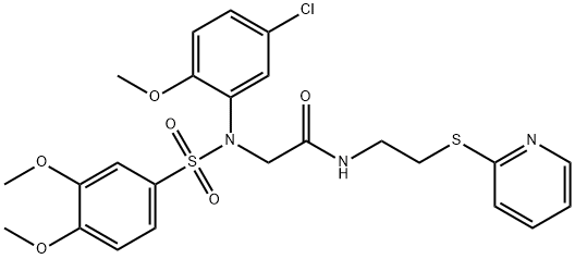 2-{5-chloro[(3,4-dimethoxyphenyl)sulfonyl]-2-methoxyanilino}-N-[2-(pyridin-2-ylsulfanyl)ethyl]acetamide Struktur