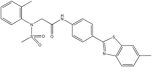 N-[4-(6-methyl-1,3-benzothiazol-2-yl)phenyl]-2-[2-methyl(methylsulfonyl)anilino]acetamide Struktur