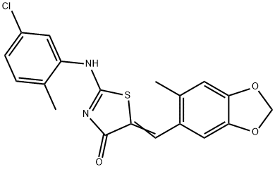 2-[(5-chloro-2-methylphenyl)imino]-5-[(6-methyl-1,3-benzodioxol-5-yl)methylene]-1,3-thiazolidin-4-one Struktur