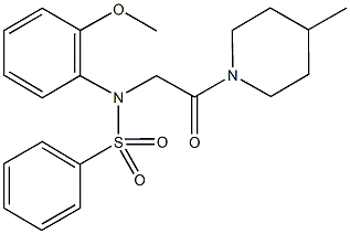 N-(2-methoxyphenyl)-N-[2-(4-methyl-1-piperidinyl)-2-oxoethyl]benzenesulfonamide Struktur