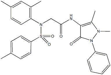 2-{2,4-dimethyl[(4-methylphenyl)sulfonyl]anilino}-N-(1,5-dimethyl-3-oxo-2-phenyl-2,3-dihydro-1H-pyrazol-4-yl)acetamide Struktur