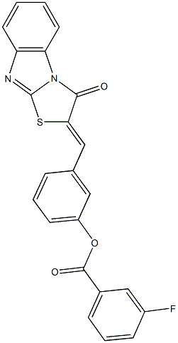 3-[(3-oxo[1,3]thiazolo[3,2-a]benzimidazol-2(3H)-ylidene)methyl]phenyl 3-fluorobenzoate Struktur