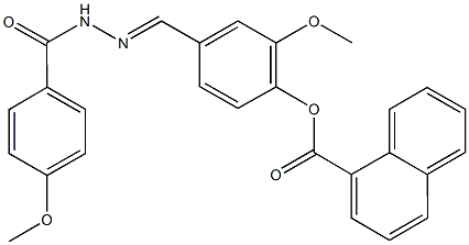 2-methoxy-4-[2-(4-methoxybenzoyl)carbohydrazonoyl]phenyl 1-naphthoate Struktur