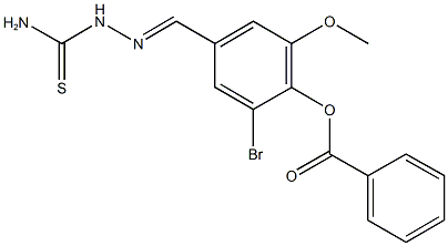 4-[2-(aminocarbothioyl)carbohydrazonoyl]-2-bromo-6-methoxyphenyl benzoate Struktur