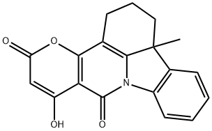 7-hydroxy-13b-methyl-1,2,3,13b-tetrahydro-5H,8H-pyrano[2',3':4,5]pyrido[3,2,1-jk]carbazole-5,8-dione Struktur