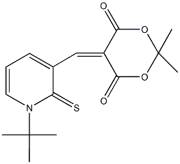 5-[(1-tert-butyl-2-thioxo-1,2-dihydro-3-pyridinyl)methylene]-2,2-dimethyl-1,3-dioxane-4,6-dione Struktur