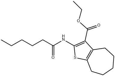 ethyl 2-(hexanoylamino)-5,6,7,8-tetrahydro-4H-cyclohepta[b]thiophene-3-carboxylate Struktur