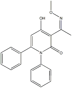 4-hydroxy-3-(N-methoxyethanimidoyl)-1,6-diphenyl-2(1H)-pyridinone Struktur