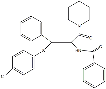 N-[2-[(4-chlorophenyl)sulfanyl]-2-phenyl-1-(1-piperidinylcarbonyl)vinyl]benzamide Struktur