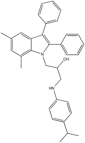 1-(5,7-dimethyl-2,3-diphenyl-1H-indol-1-yl)-3-(4-isopropylanilino)-2-propanol Struktur