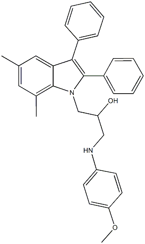 1-(5,7-dimethyl-2,3-diphenyl-1H-indol-1-yl)-3-(4-methoxyanilino)-2-propanol Struktur