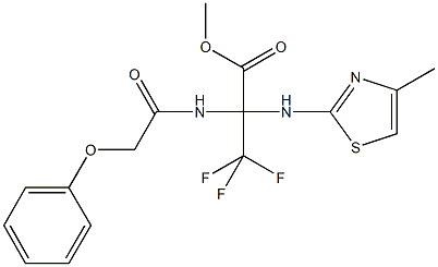 methyl 3,3,3-trifluoro-2-[(4-methyl-1,3-thiazol-2-yl)amino]-2-[(phenoxyacetyl)amino]propanoate Struktur