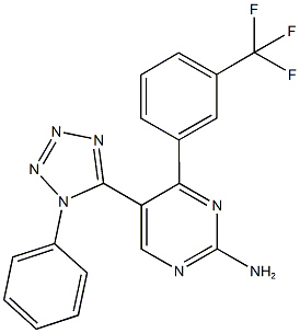 5-(1-phenyl-1H-tetraazol-5-yl)-4-[3-(trifluoromethyl)phenyl]-2-pyrimidinylamine Struktur