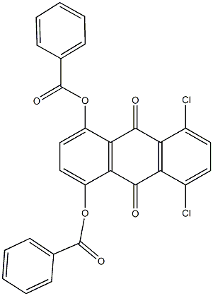 4-(benzoyloxy)-5,8-dichloro-9,10-dioxo-9,10-dihydro-1-anthracenyl benzoate Struktur