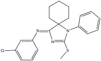 N-(3-chlorophenyl)-N-[2-(methylsulfanyl)-1-phenyl-1,3-diazaspiro[4.5]dec-2-en-4-ylidene]amine Struktur