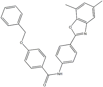 4-(benzyloxy)-N-[4-(5,7-dimethyl-1,3-benzoxazol-2-yl)phenyl]benzamide Struktur