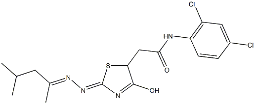 N-(2,4-dichlorophenyl)-2-{2-[(1,3-dimethylbutylidene)hydrazono]-4-hydroxy-2,5-dihydro-1,3-thiazol-5-yl}acetamide Struktur