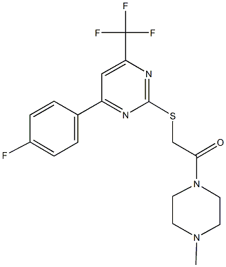 4-(4-fluorophenyl)-6-(trifluoromethyl)-2-pyrimidinyl 2-(4-methyl-1-piperazinyl)-2-oxoethyl sulfide Struktur