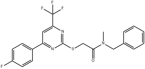 N-benzyl-2-{[4-(4-fluorophenyl)-6-(trifluoromethyl)-2-pyrimidinyl]sulfanyl}-N-methylacetamide Struktur