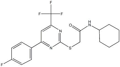 N-cyclohexyl-2-{[4-(4-fluorophenyl)-6-(trifluoromethyl)-2-pyrimidinyl]sulfanyl}acetamide Struktur