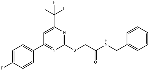 N-benzyl-2-{[4-(4-fluorophenyl)-6-(trifluoromethyl)-2-pyrimidinyl]sulfanyl}acetamide Struktur