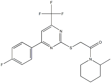 4-(4-fluorophenyl)-6-(trifluoromethyl)-2-pyrimidinyl 2-(2-methyl-1-piperidinyl)-2-oxoethyl sulfide Struktur