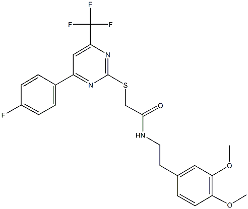 N-[2-(3,4-dimethoxyphenyl)ethyl]-2-{[4-(4-fluorophenyl)-6-(trifluoromethyl)-2-pyrimidinyl]sulfanyl}acetamide Struktur