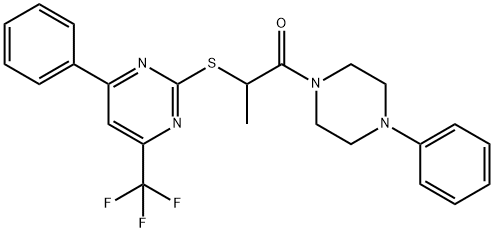 1-methyl-2-oxo-2-(4-phenyl-1-piperazinyl)ethyl 4-phenyl-6-(trifluoromethyl)-2-pyrimidinyl sulfide Struktur