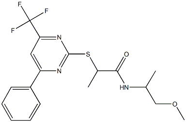 N-(2-methoxy-1-methylethyl)-2-{[4-phenyl-6-(trifluoromethyl)-2-pyrimidinyl]sulfanyl}propanamide Struktur