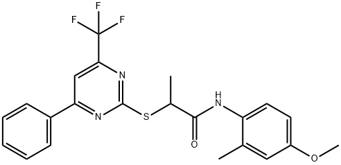 N-(4-methoxy-2-methylphenyl)-2-{[4-phenyl-6-(trifluoromethyl)-2-pyrimidinyl]sulfanyl}propanamide Struktur