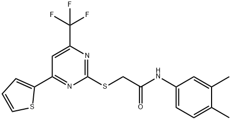 N-(3,4-dimethylphenyl)-2-{[4-(2-thienyl)-6-(trifluoromethyl)-2-pyrimidinyl]sulfanyl}acetamide Struktur